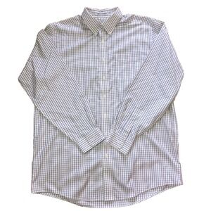 L.L Bean Long Sleeve Wrinkle Resitant Shirt Size 16.5-36 White/blue/red EUC